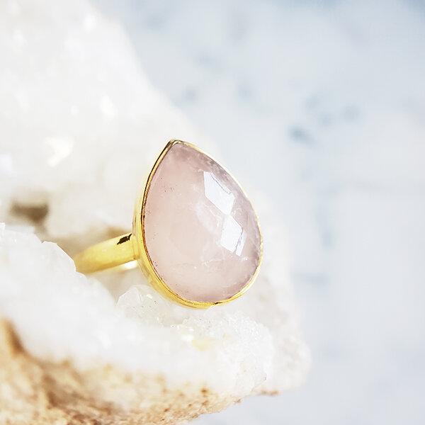 Pop-Up Mākeke - Flotsam & Co. - Rose Quartz Gold Vermeil Ring