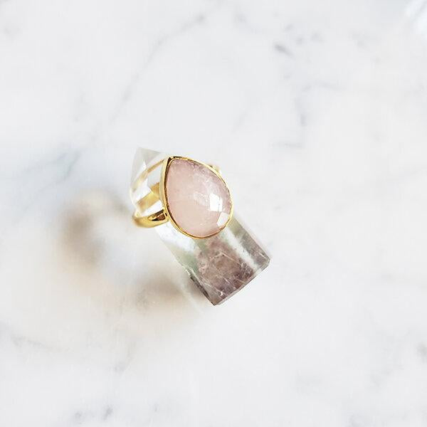 Pop-Up Mākeke - Flotsam & Co. - Rose Quartz Gold Vermeil Ring