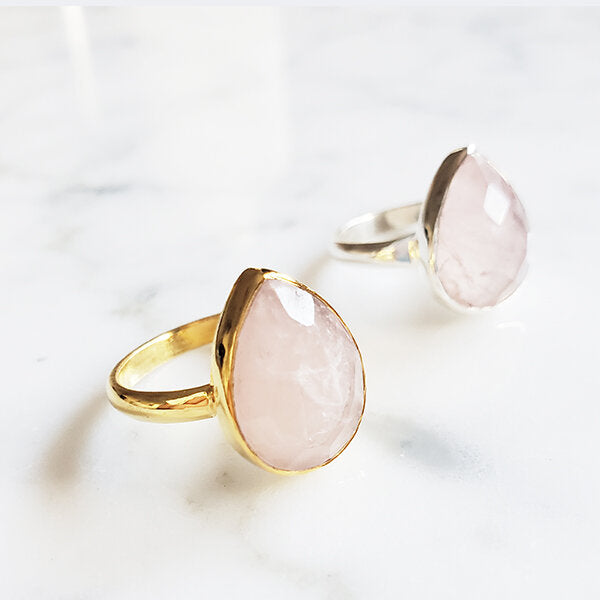 Pop-Up Mākeke - Flotsam & Co. - Rose Quartz Gold Vermeil Ring