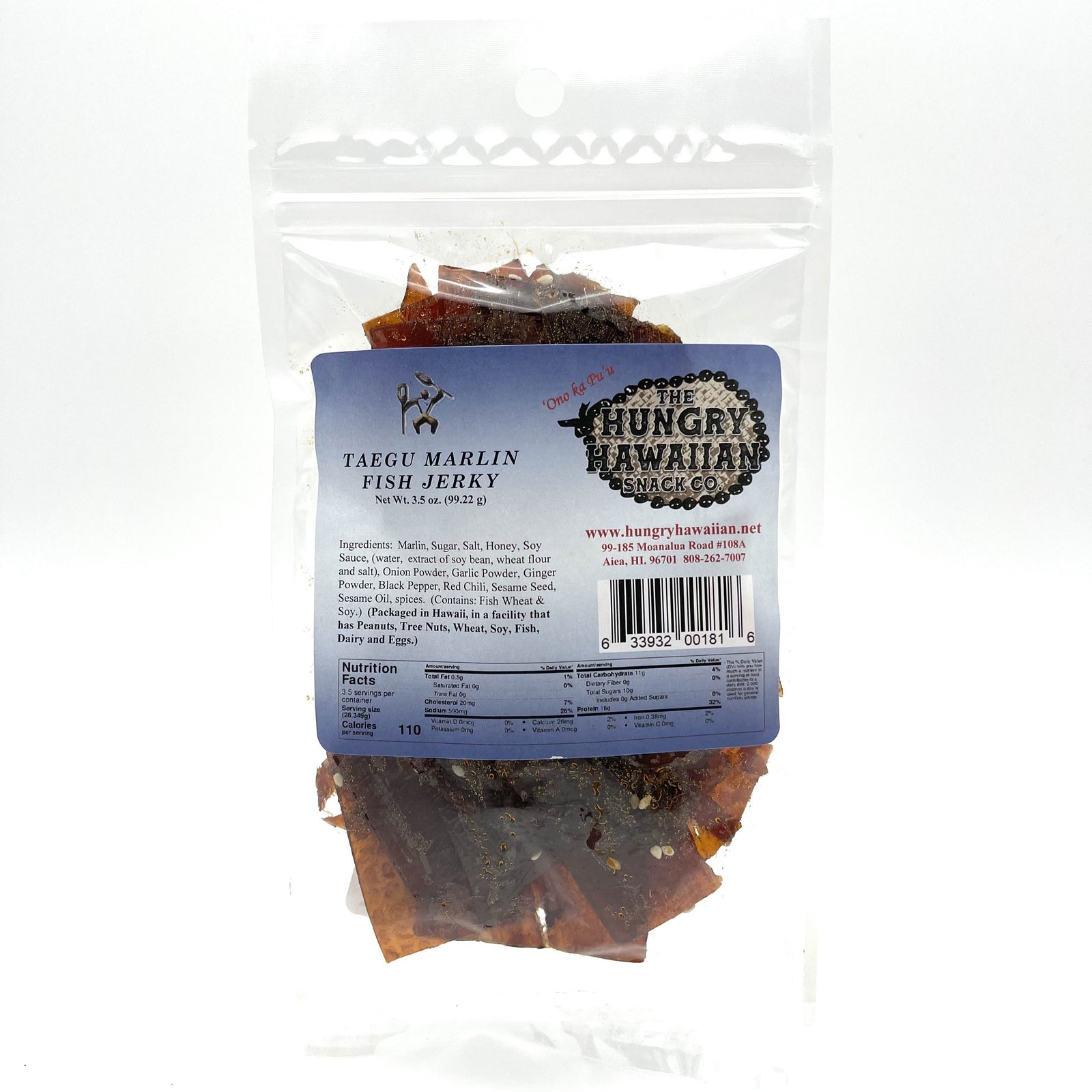 Pop-Up Mākeke - FunDelicious Creations - Taegu Marlin Fish Jerky - White Backing