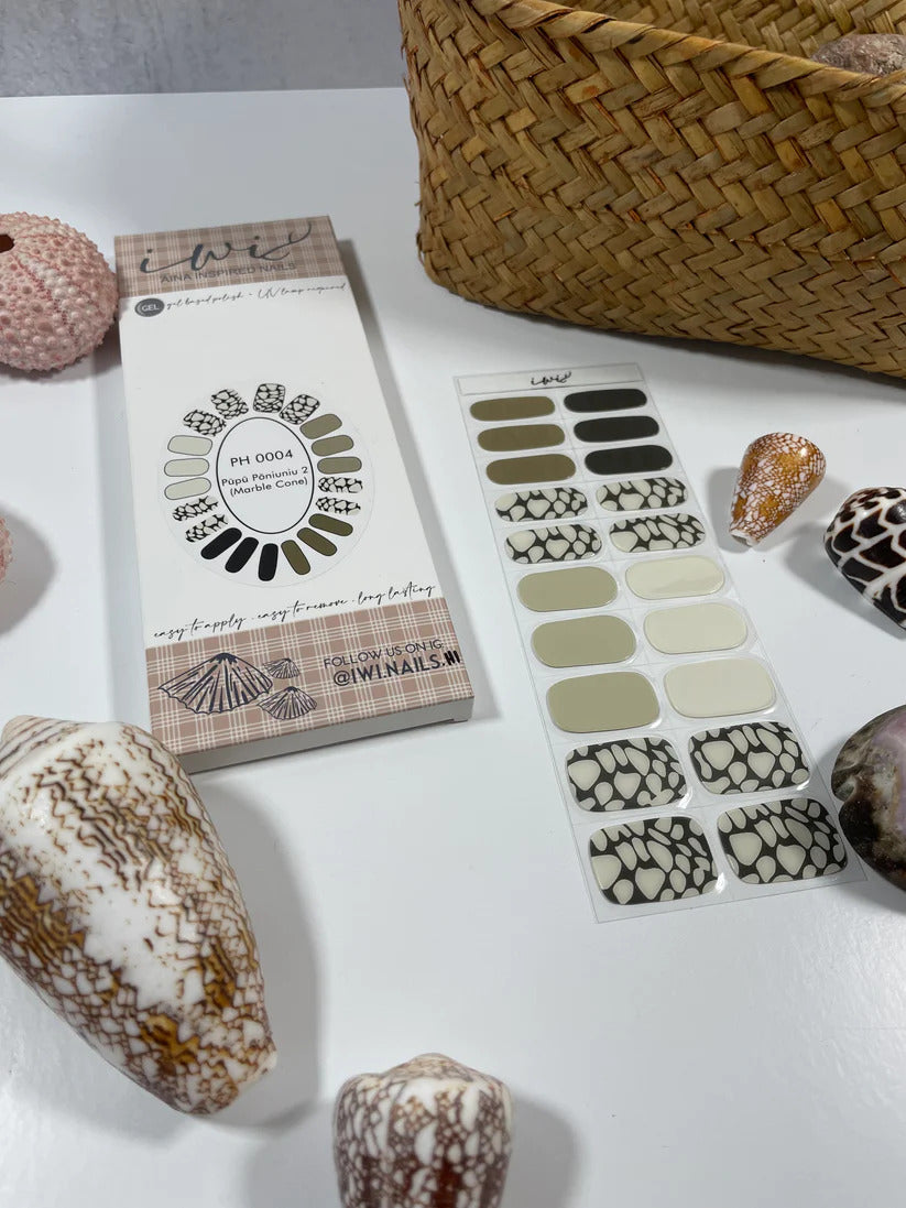 Pop-Up Mākeke - Gel Nail Strips - Pūpū Pōniuniu 2 (Marble Cone)