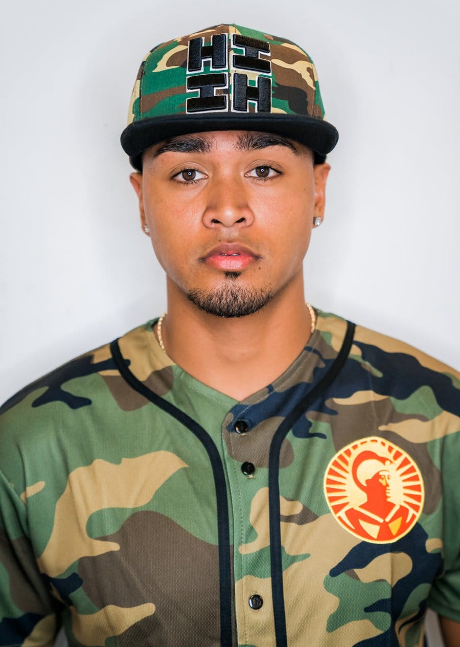 Pop-Up Mākeke - Hawaii's Finest - Camo & Black Logo Snapback Hat - Front View