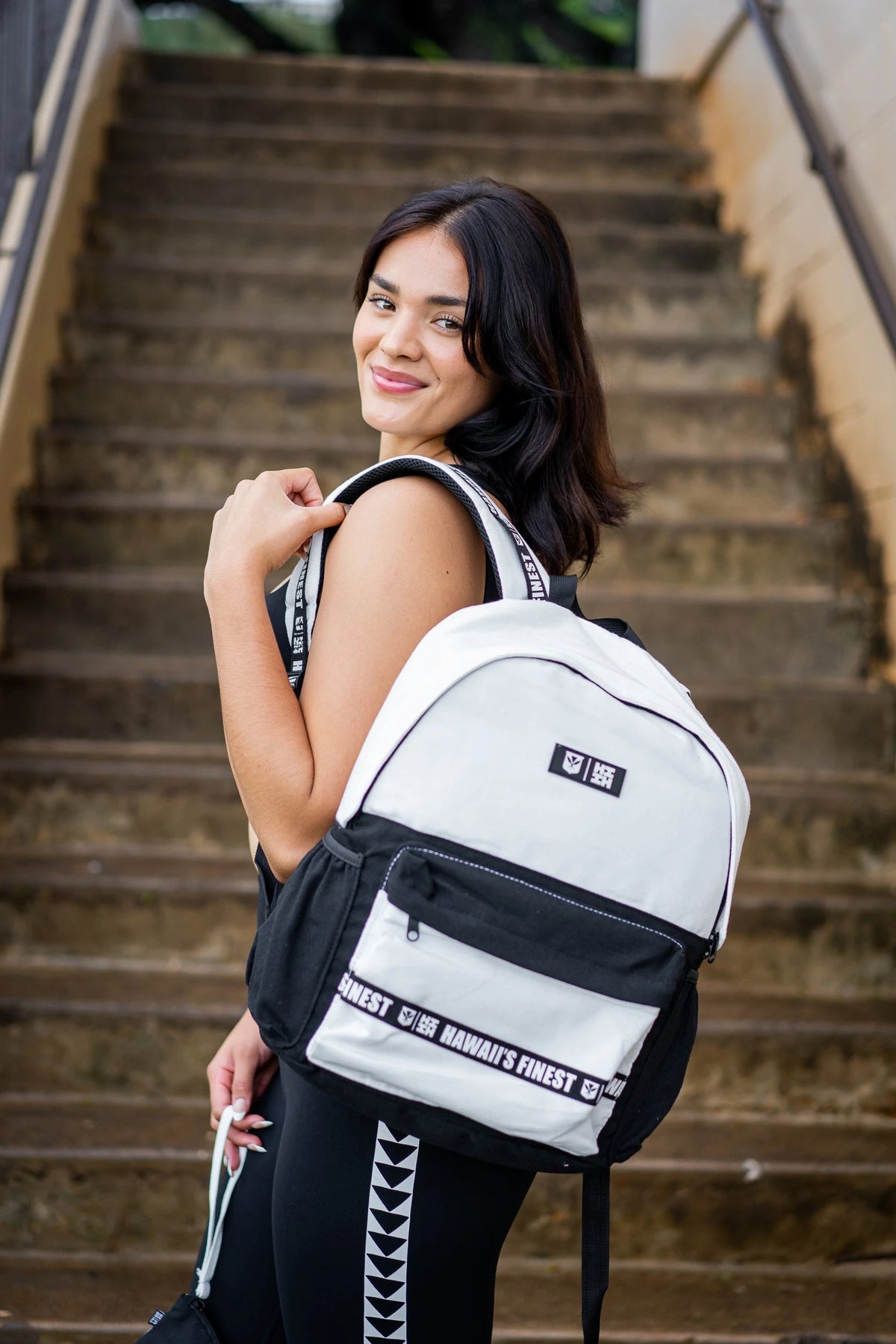 Pop-Up Mākeke - Hawaii's Finest - White Color Block Canvas Backpack