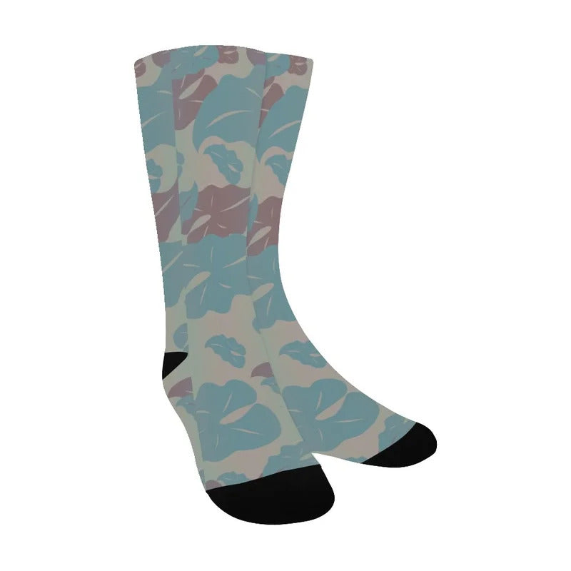 Pop-Up Mākeke - Kini Zamora - Kalo Calf Length Socks - Dusty Blue