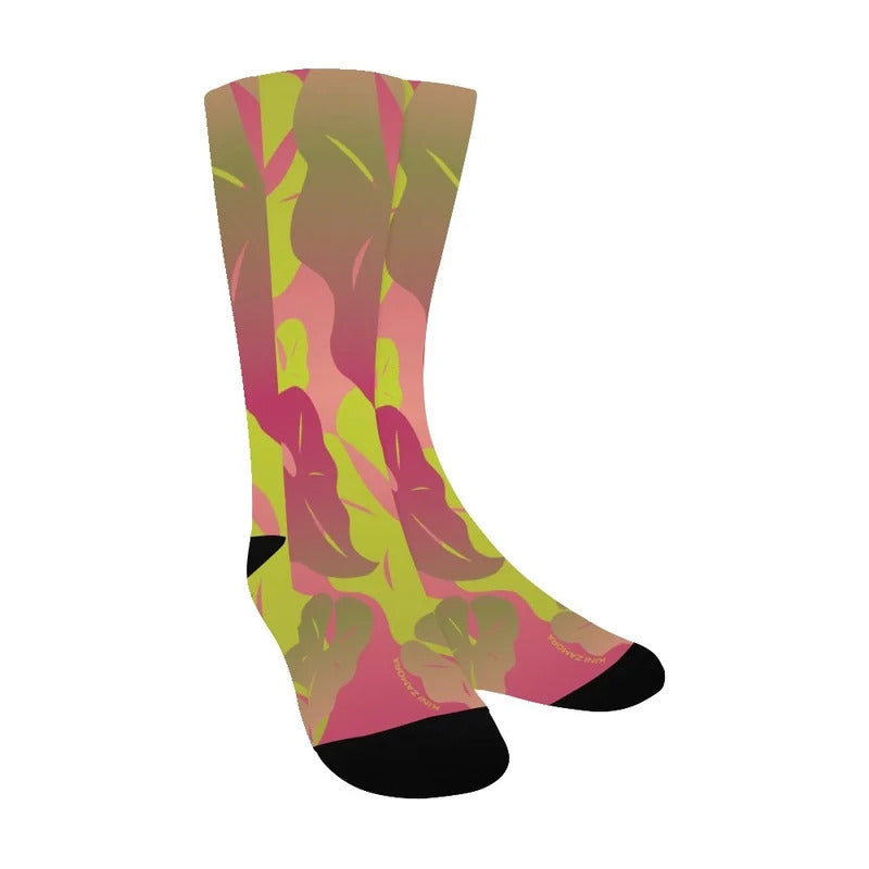 Pop-Up Mākeke - Kini Zamora - Kalo Calf Length Socks - Tropicana