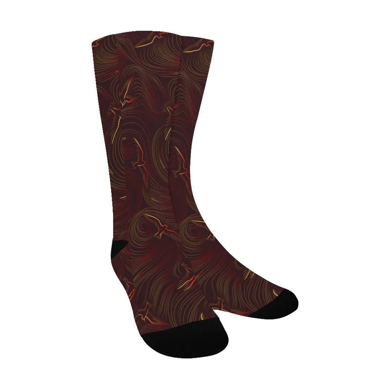 Pop-Up Mākeke - Kini Zamora - Manu O Ku Calf Length Socks - Brown