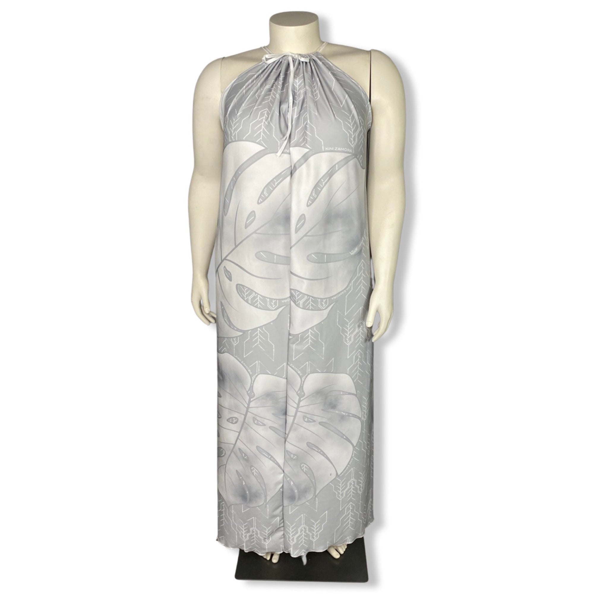 Pop-Up Mākeke - Kini Zamora - Monstera Spaghetti Strap Maxi Dress - Gray