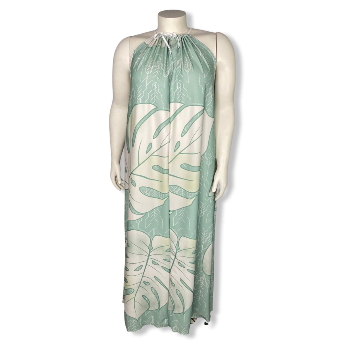Pop-Up Mākeke - Kini Zamora - Monstera Spaghetti Strap Maxi Dress - Sage