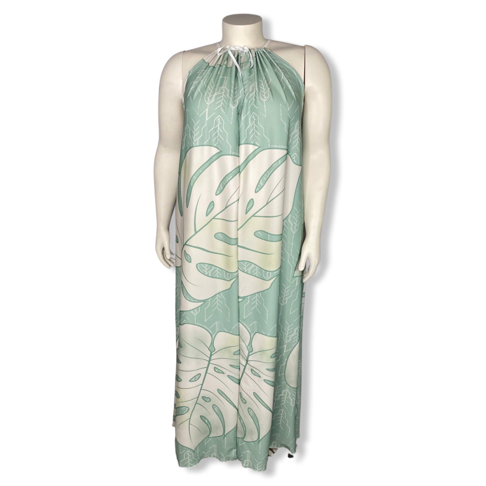 Pop-Up Mākeke - Kini Zamora - Monstera Spaghetti Strap Maxi Dress - Sage
