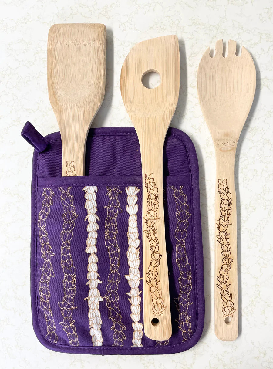 Pot Holder Set - Pikake Lei Purple (Poni)