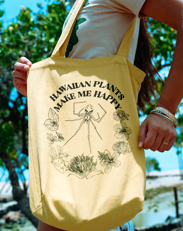 Pop-Up Mākeke - Lauilma Hawaii - Hawaiian Plants Make Me Happy Tote Bag