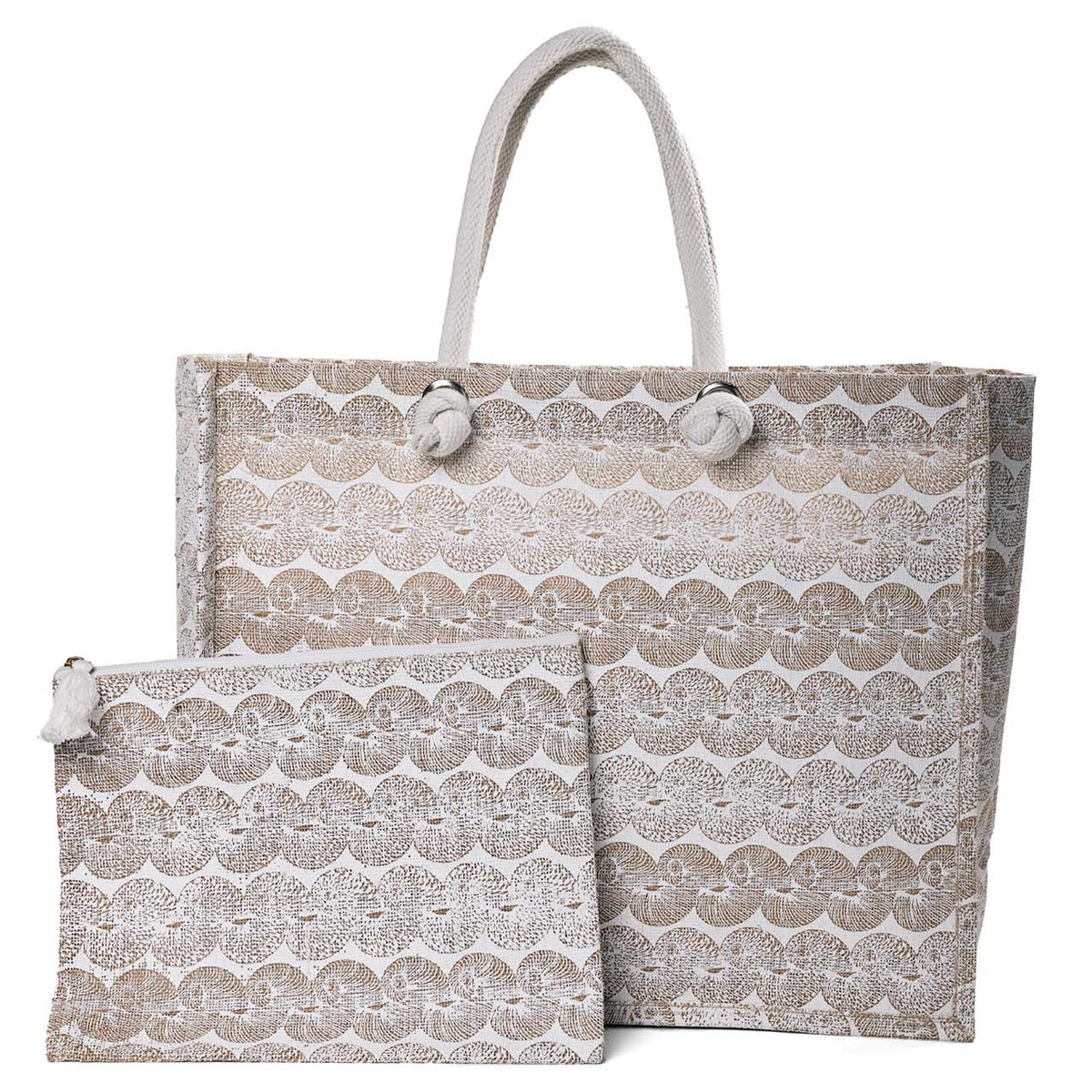 Pop-Up Mākeke - Manaola - Kiaho Jute Bag Set - Lei Kupe&#39;e in Natural White