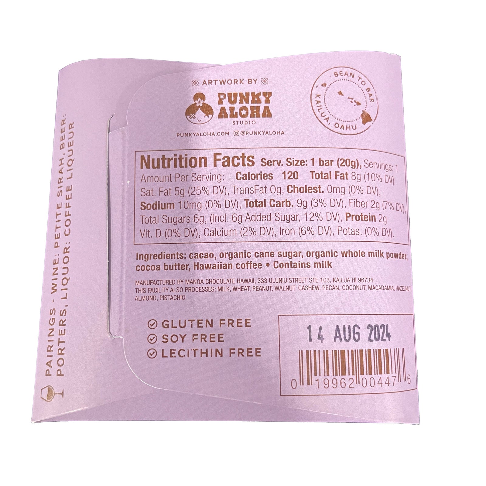 Pop-Up Mākeke - Manoa Chocolate - Kope x Coffee with Nibs Mini Dark Milk Chocolate Bar - Front View