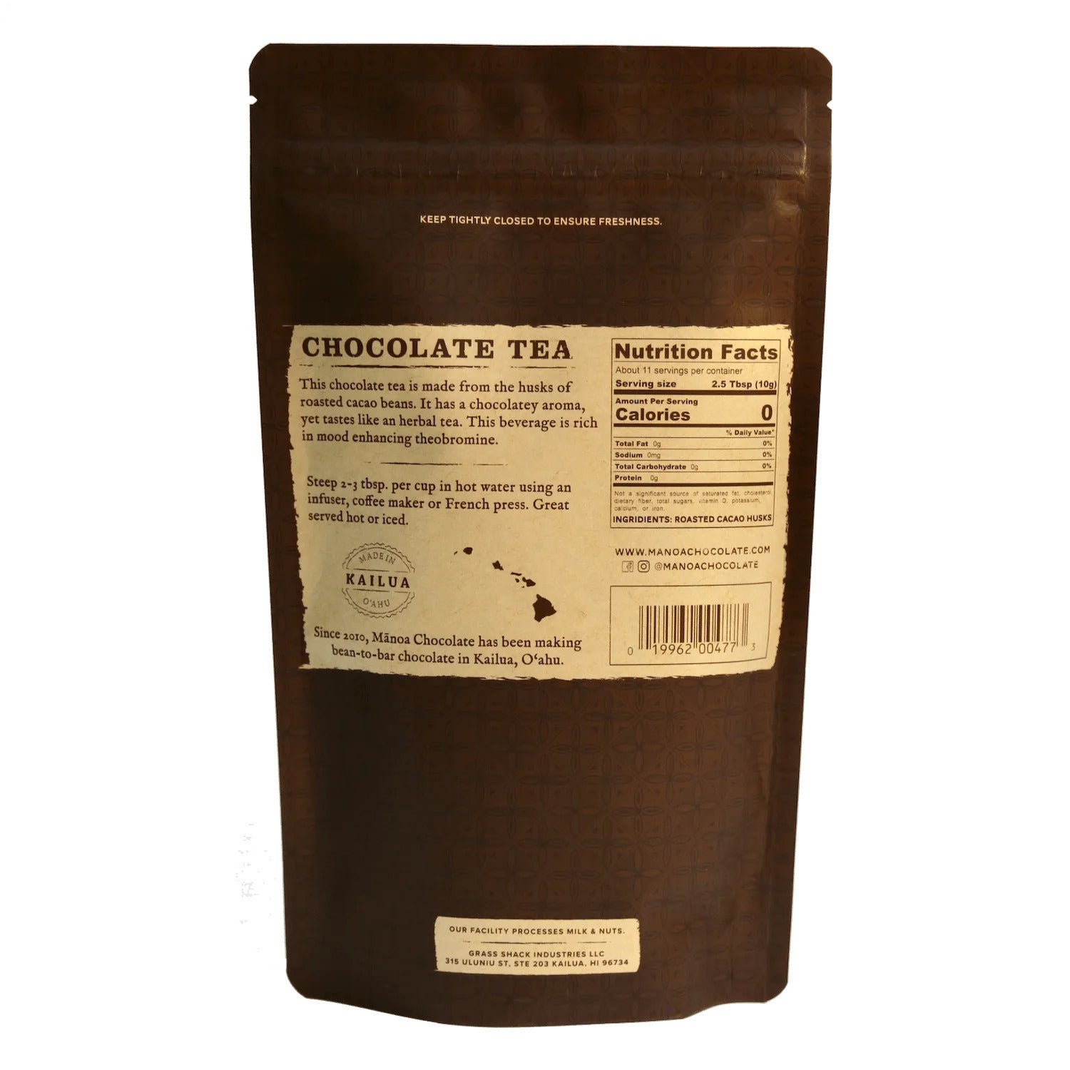 Pop-Up Mākeke - Manoa Chocolate - Loose Leaf Chocolate Tea - Back View