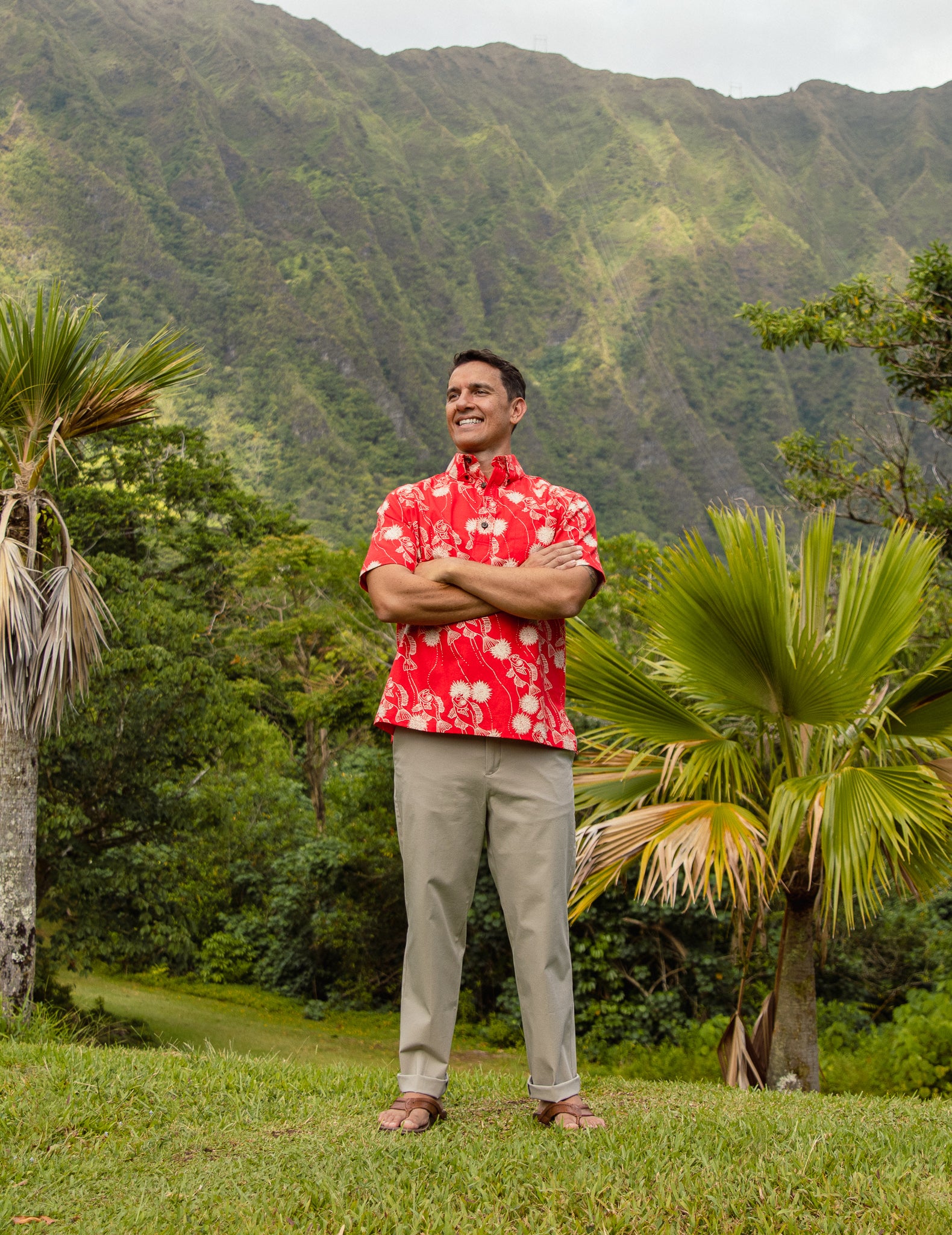 Pop-Up Mākeke - Nakeʻu Awai - Aweoweo Wana Pullover Aloha Shirt (1)