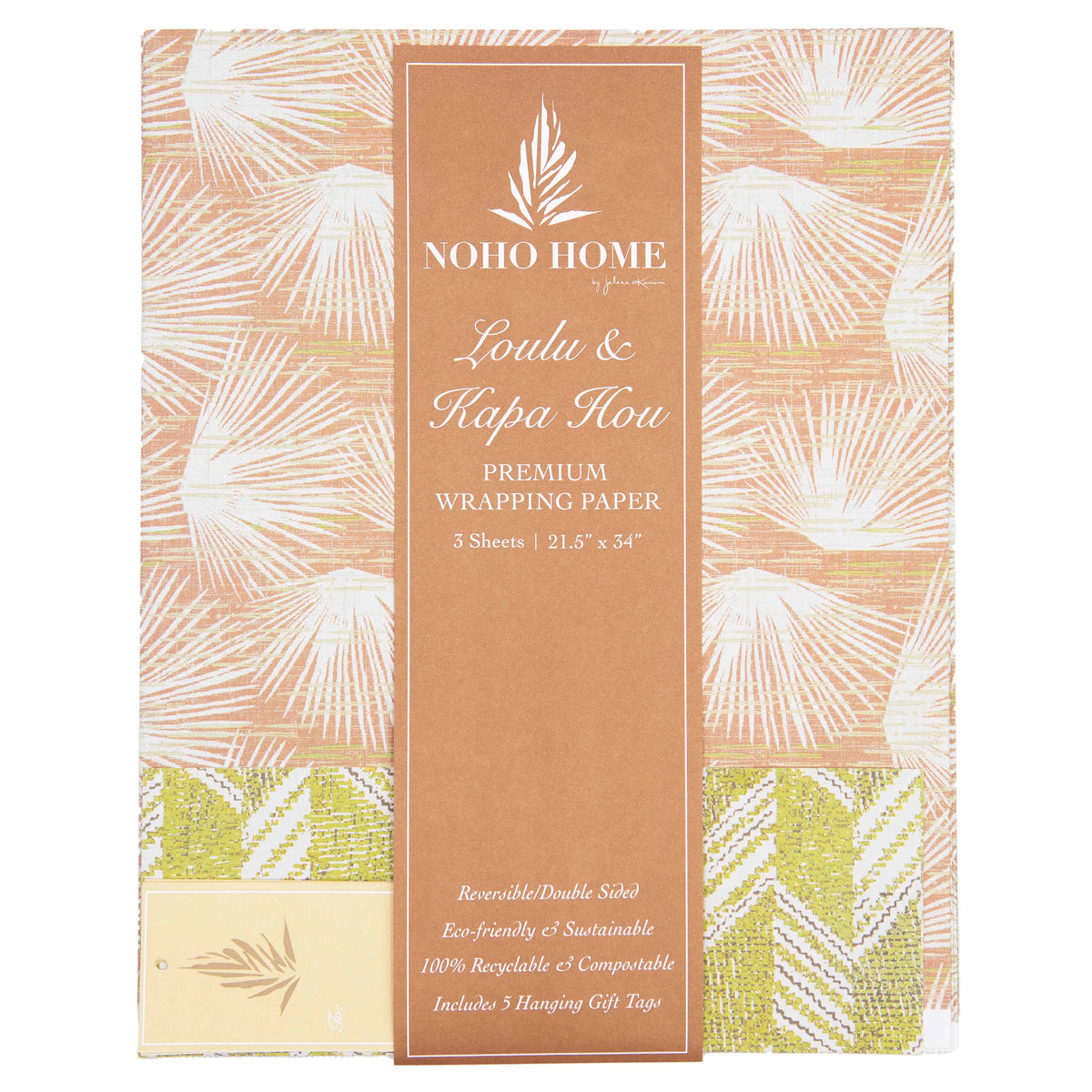 Pop-Up Mākeke - Noho Home - Loulu &amp; Kapa Hou Reversible Wrapping Paper