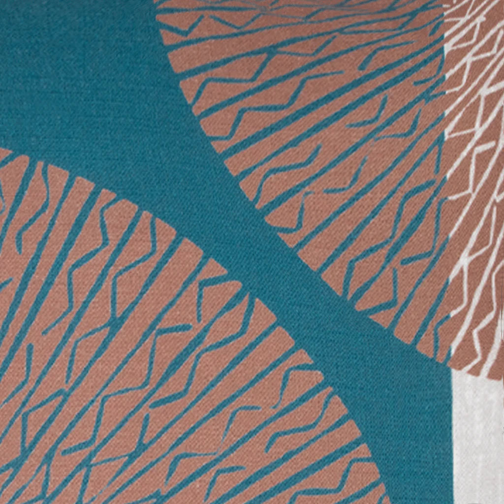 Pop-Up Mākeke - Noho Home - Niho Medallion Square Pillowcase - Cocoa & Aqua - Up Close