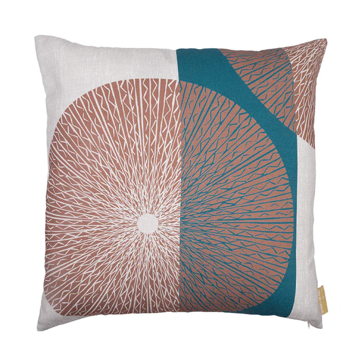 Pop-Up Mākeke - Noho Home - Niho Medallion Square Pillowcase - Cocoa & Aqua