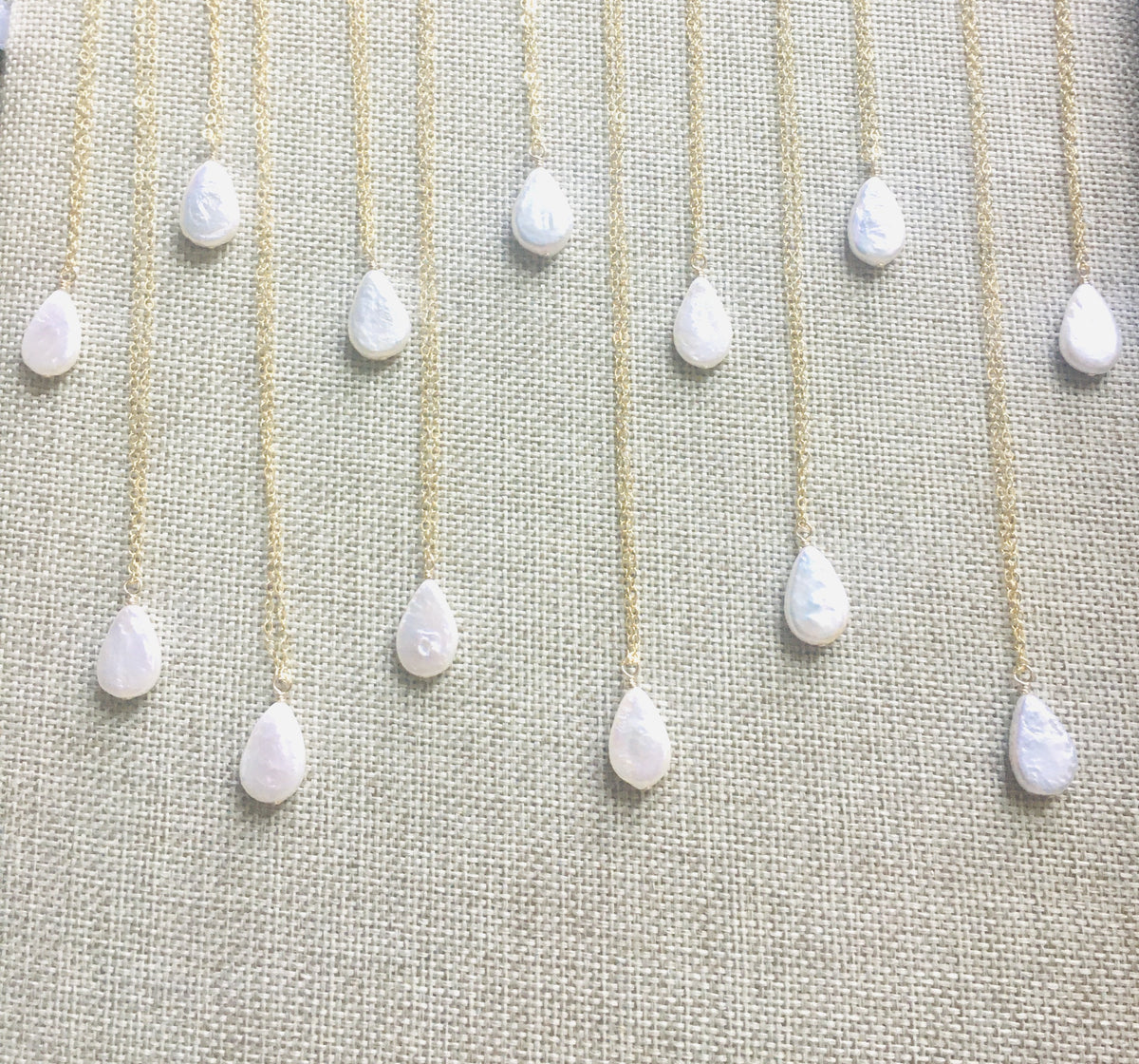 Pop-Up Mākeke - Nola Studio + Boutique - White Pearl Raindrop Necklace - Pearl Sizes