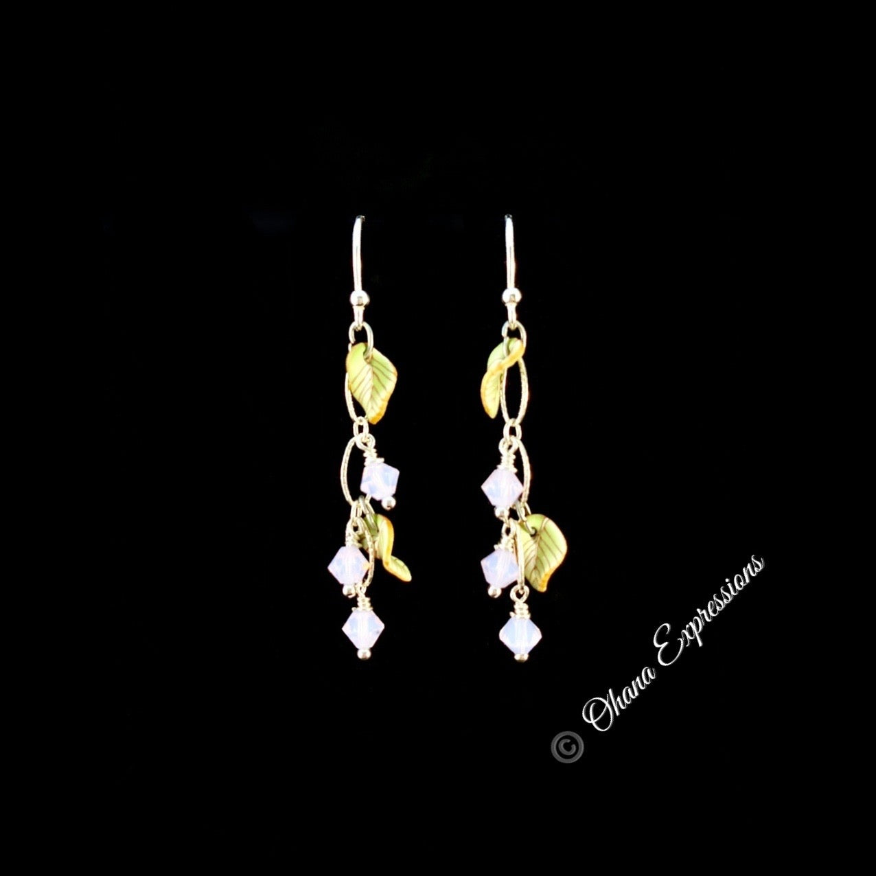 Pop-Up Mākeke - Ohana Expressions - Milky Lavender - Contemporary Maile Dangle Earrings