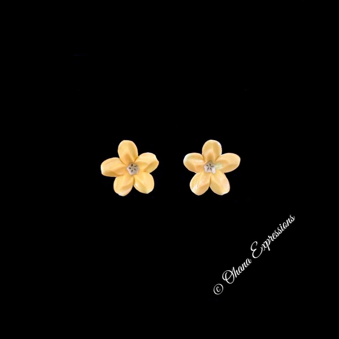 Pop-Up Mākeke - Ohana Expressions - Single Pakalana Stud Earrings - Yellowish Orange