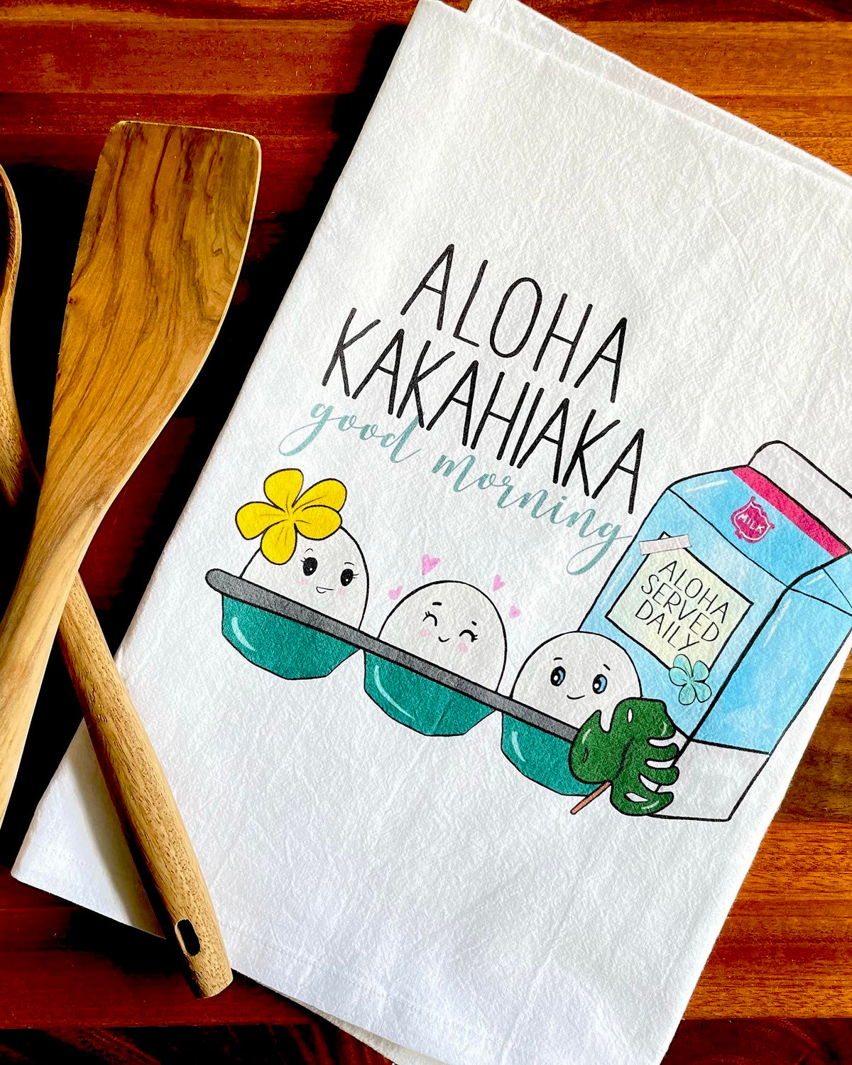 Pop-Up Mākeke - Sal Terrae - Flour Sack Kitchen Towel - Aloha Kakahiaka, Happy Breakfast
