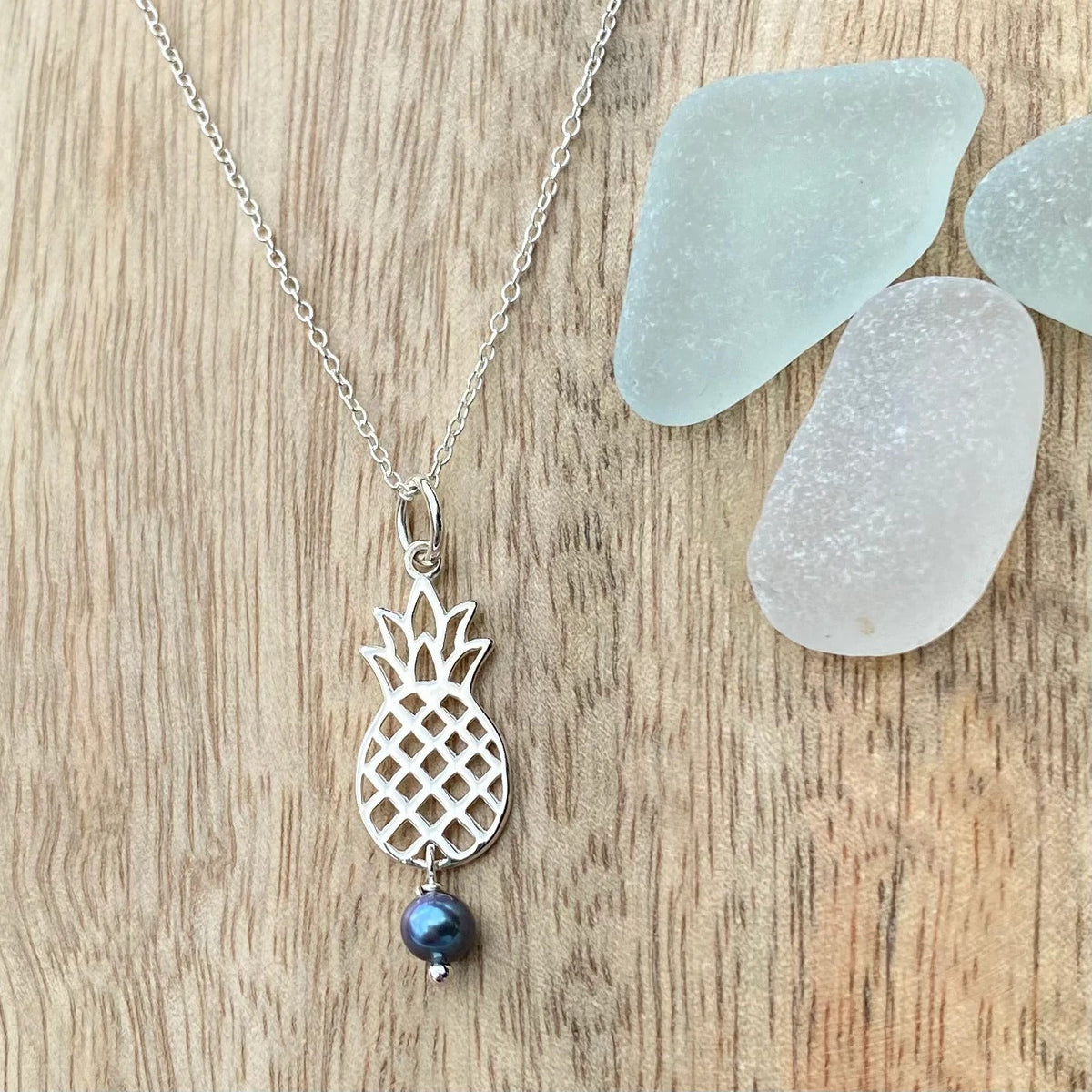 Pop-Up Mākeke - Stacey Lee Designs - Juicy Sterling Silver Necklace - Peacock Freshwater Pearl