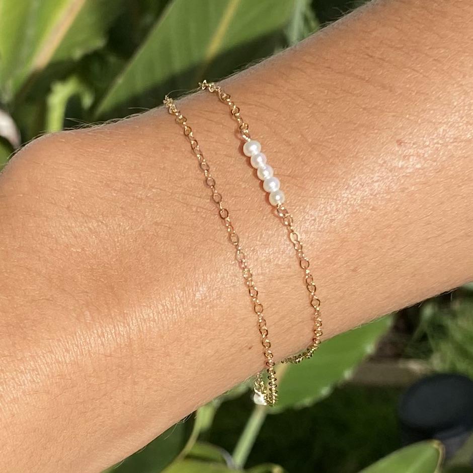 Pop-Up Mākeke - Stacey Lee Designs - Sweet Pea 14K Gold Fill Bracelet - In Use