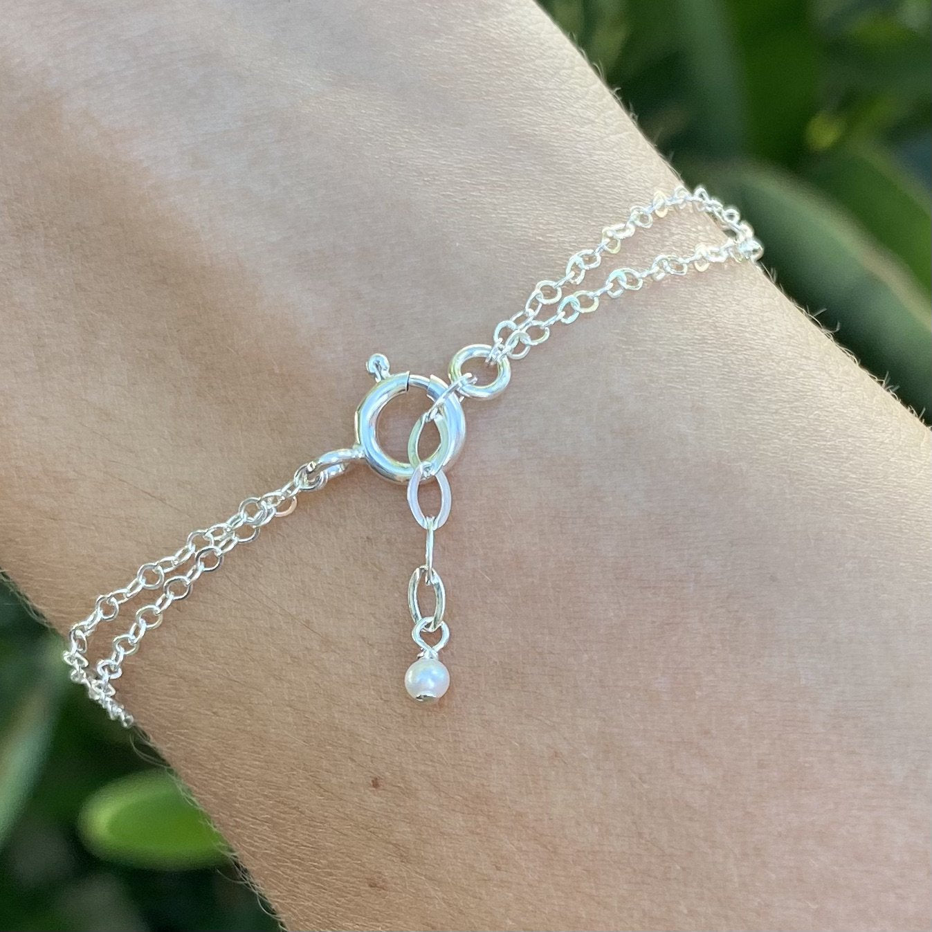 Pop-Up Mākeke - Stacey Lee Designs - Sweet Pea Sterling Silver Bracelet - In Use