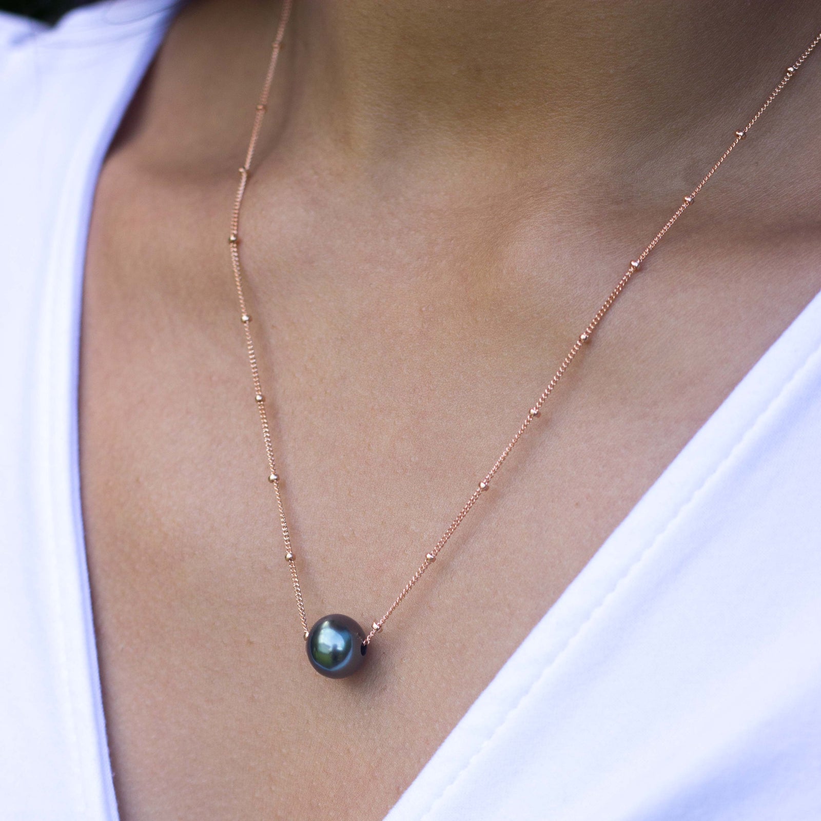 Pop-Up Mākeke - Te Hotu Mana Creations - Tahitian Sliding Pearl Rose Gold-Filled Necklace