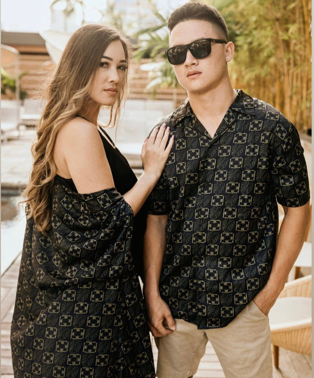 Blessed Black &amp; Gold Aloha Shirt