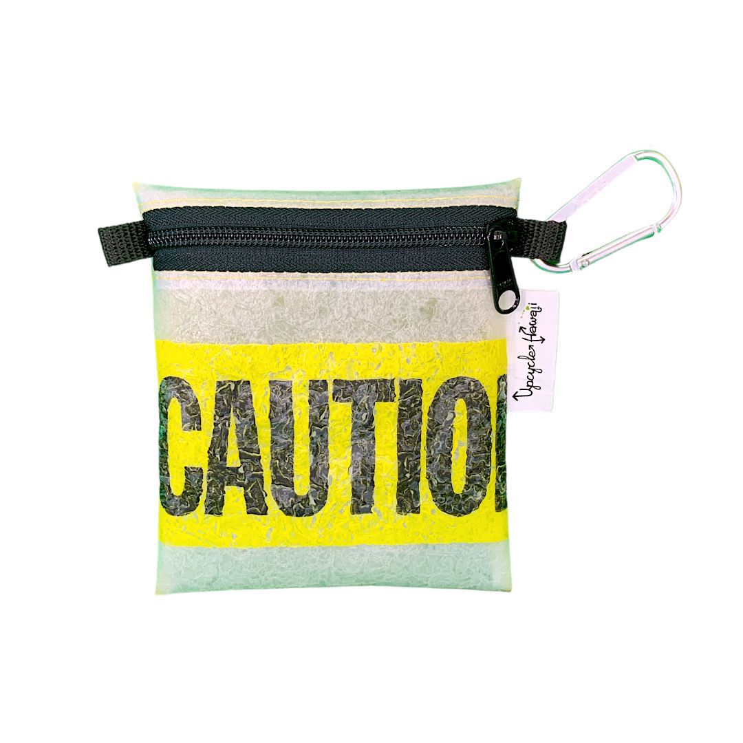 Pop-Up Mākeke - Upcycle Hawaii - Caution Tape Medium Square Zipper Pouch - No Strap