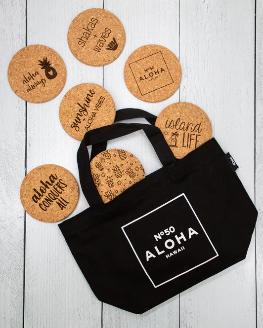 Pop-Up Mākeke - Workshop 28 HI - Aloha No. 50 Mini Tote Bag - Black - In Use