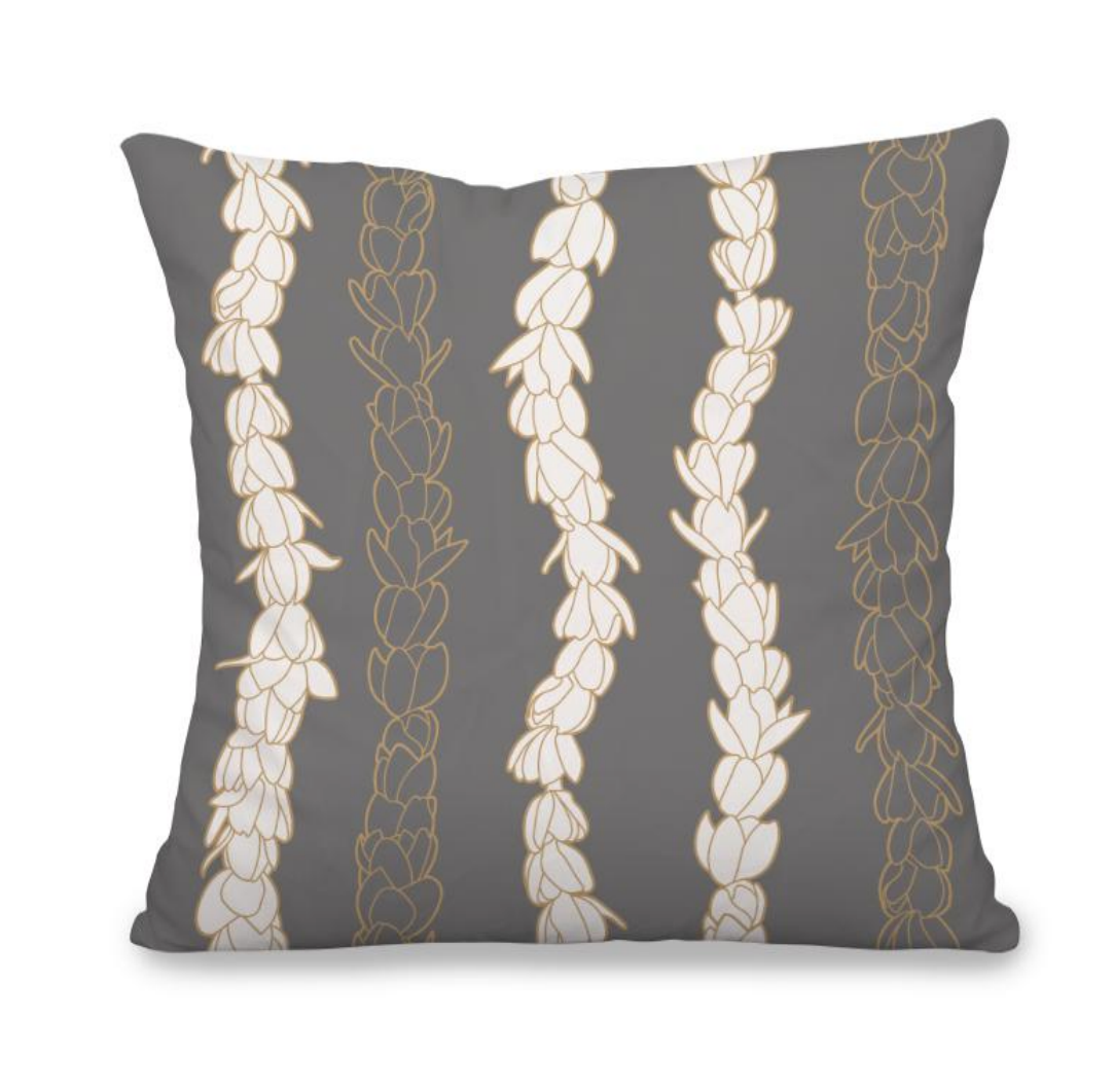 Hinahina (gray) Pīkake Lei Pillowcase